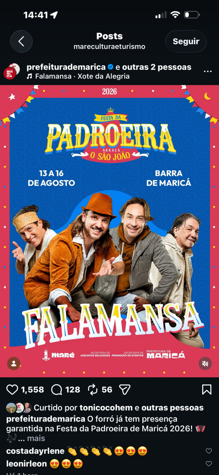 Falamansa é confirmado na Festa da Padroeira de Maricá 2026: João Gomes já está na programação